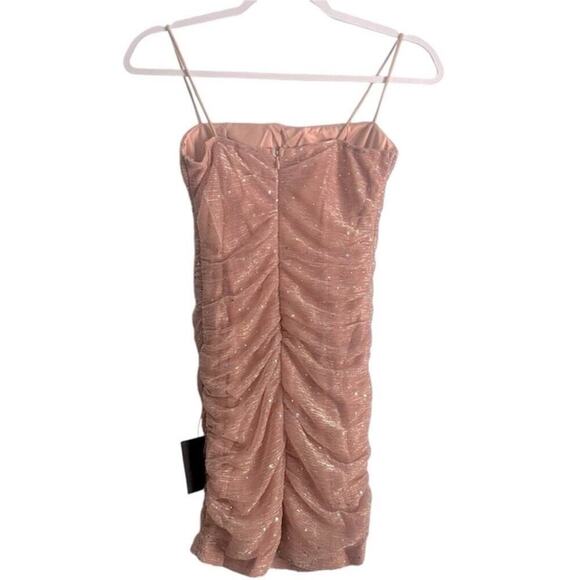 Lulus Mauve Glitter Ruched Bodycon Mini Dress Sparkle Party NWT Small - Picture 5 of 7